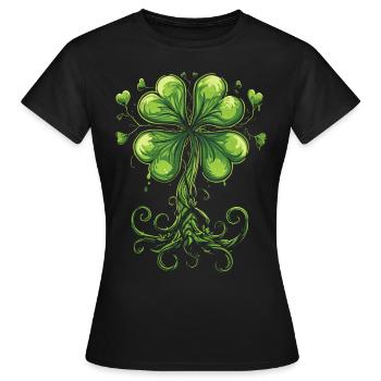 Trèfle irlandais trèfle trèfle symbole de la Saint-Patrick - T-shirt Femme - noir - Devant - AI Model Female 172 dark (172cm)