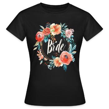 Bride Young Donkey Nasbchied Flower Wreath Gift - Women's T-Shirt - black - Front - AI Model Female 172 dark (172cm)