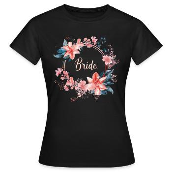 Bridal Flower Wreath Young Donkey Nose Chied Flowers - Women's T-Shirt - black - Front - AI Model Female 172 dark (172cm)