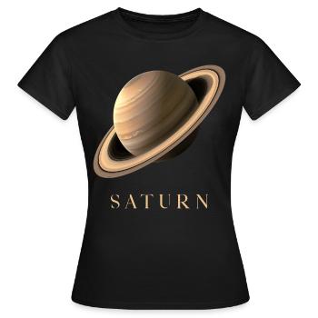 Saturn Planet Weltraum Kosmologie Astronomie - Frauen T-Shirt - Schwarz - Vorne - AI Model Female 172 dark (172cm)