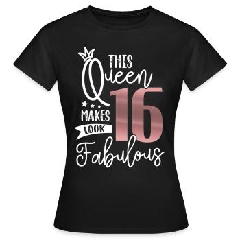 16 Years Girl 16th Birthday Gift Girl - Women's T-Shirt - black - Front - AI Model Female 172 dark (172cm)