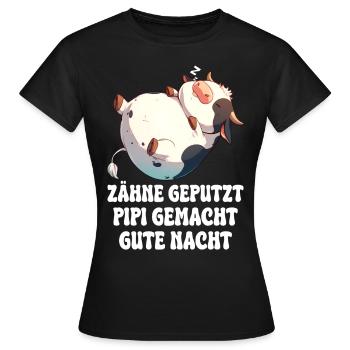Zähne Geputz Gute Nacht Schlafshirt Süße Kuh - Frauen T-Shirt - Schwarz - Vorne - AI Model Female 172 dark (172cm)
