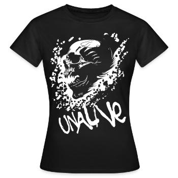 Crâne d’horreur mort-vivant - T-shirt Femme - noir - Devant - AI Model Female 172 dark (172cm)