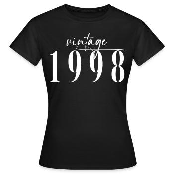 Vintage 1998 Elegant Minimalistisch Geburtstag - Frauen T-Shirt - Schwarz - Vorne - AI Model Female 172 dark (172cm)