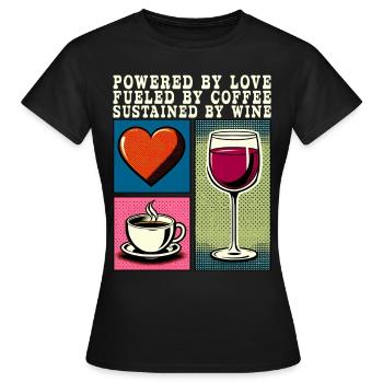 Amour Café Vin Rétro Pop Art Cadeau de fête des mères - T-shirt Femme - noir - Devant - AI Model Female 172 dark (172cm)