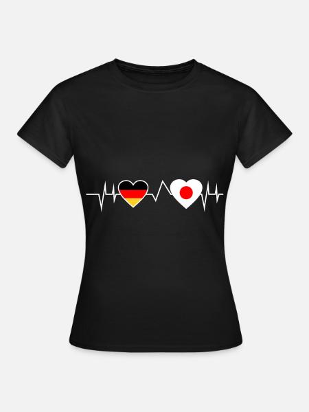 Japaner Deutscher Deutschland Japan Herzschlag - Frauen T-Shirt - Schwarz