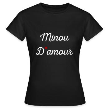 Minou d'amour - T-shirt Femme - noir - Devant - AI Model Female 172 dark (172cm)