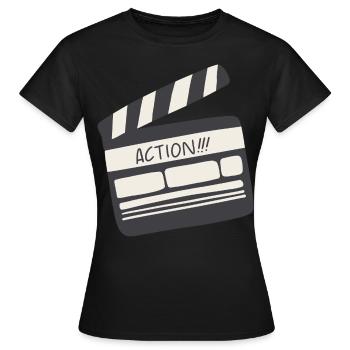 Film Klappe Set Symbol - Frauen T-Shirt - Schwarz - Vorne - AI Model Female 172 dark (172cm)