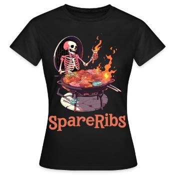 Lustiges Halloween Skelett! - (Käptn) Spare Ribs - Frauen T-Shirt - Schwarz - Vorne - AI Model Female 172 dark (172cm)