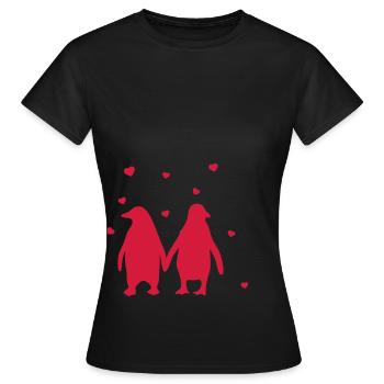 Penguins dans l'amour - l'amour chaque - T-shirt Femme - noir - Devant - AI Model Female 172 dark (172cm)
