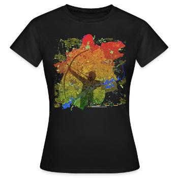 Robin des Bois au coucher du soleil Nottingham - T-shirt Femme - noir - Devant - AI Model Female 172 dark (172cm)