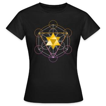 Trétraeder Metatrons Cubes - T-shirt Femme - noir - Devant - AI Model Female 172 dark (172cm)