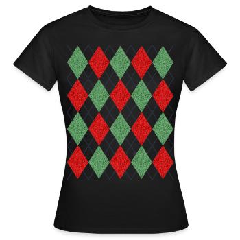 Karo Muster - Frauen T-Shirt - Schwarz - Vorne - AI Model Female 172 dark (172cm)