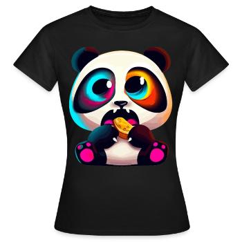 Netter Panda frisst Illustration - Frauen T-Shirt - Schwarz - Vorne - AI Model Female 172 dark (172cm)