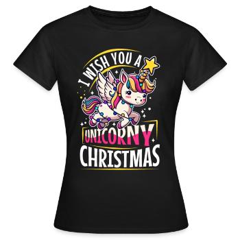 Je vous souhaite un Noël de Licorne - T-shirt Femme - noir - Devant - AI Model Female 172 dark (172cm)