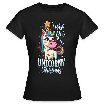 Je vous souhaite un Noël de Licorne - T-shirt Femme - noir - Devant - AI Model Female 172 dark (172cm)