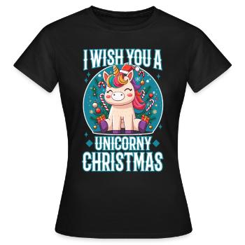 Je vous souhaite un Noël de Licorne - T-shirt Femme - noir - Devant - AI Model Female 172 dark (172cm)