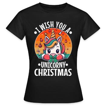Je vous souhaite un Noël de Licorne - T-shirt Femme - noir - Devant - AI Model Female 172 dark (172cm)