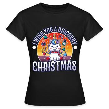 Je vous souhaite un Noël de Licorne - T-shirt Femme - noir - Devant - AI Model Female 172 dark (172cm)