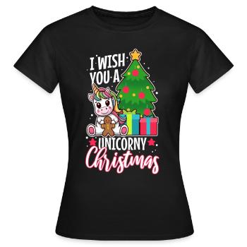Je vous souhaite un Noël de Licorne - T-shirt Femme - noir - Devant - AI Model Female 172 dark (172cm)