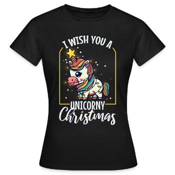 Je vous souhaite un Noël de Licorne - T-shirt Femme - noir - Devant - AI Model Female 172 dark (172cm)