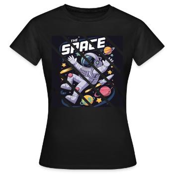 Retro The Space Astronaut Weltall Planeten - Frauen T-Shirt - Schwarz - Vorne - AI Model Female 172 dark (172cm)