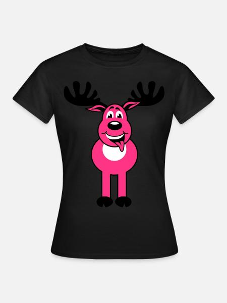 Herten Rudolph 3c Grappig stripfiguur - Dame-T-shirt - sort