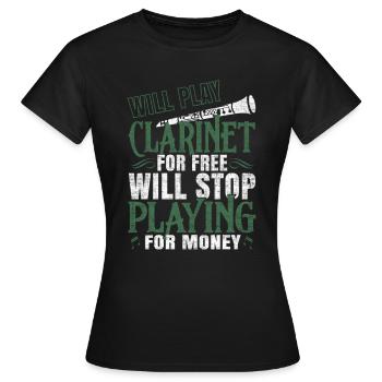 clarinet - Women's T-Shirt - black - Front - AI Model Female 172 dark (172cm)