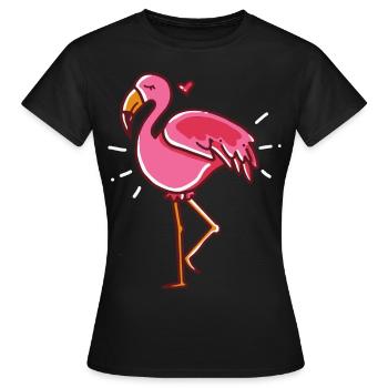 Flamingo Herz rosa Geschenk - Frauen T-Shirt - Schwarz - Vorne - AI Model Female 172 dark (172cm)