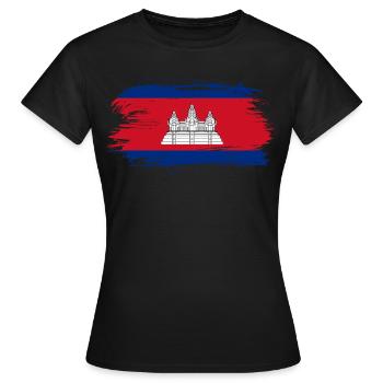 Drapeau du Cambodge drapeau - T-shirt Femme - noir - Devant - AI Model Female 172 dark (172cm)