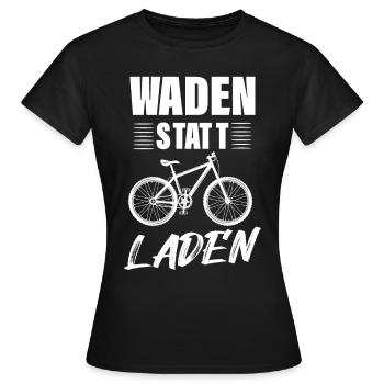 Waden Statt Laden, Anti E-Bike - Frauen T-Shirt - Schwarz - Vorne - AI Model Female 172 dark (172cm)