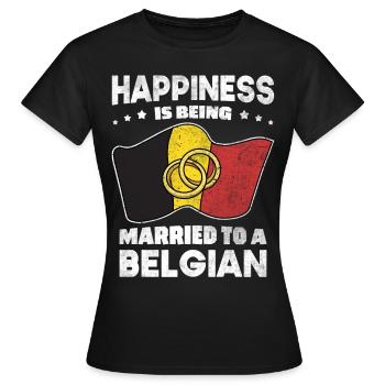 Belgian Wedding Belgian Roots Belgium Flag Married - Frauen T-Shirt - Schwarz - Vorne - AI Model Female 172 dark (172cm)
