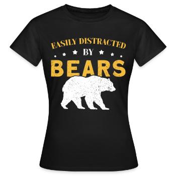 Facilement distrait par les ours - T-shirt Femme - noir - Devant - AI Model Female 172 dark (172cm)