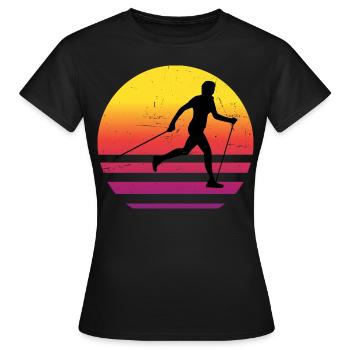 Walker Walking Nordic Walking Walken Damen - Frauen T-Shirt - Schwarz - Vorne - AI Model Female 172 dark (172cm)