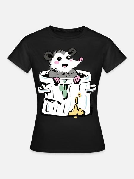 Opossum im Müll - Frauen T-Shirt - Schwarz