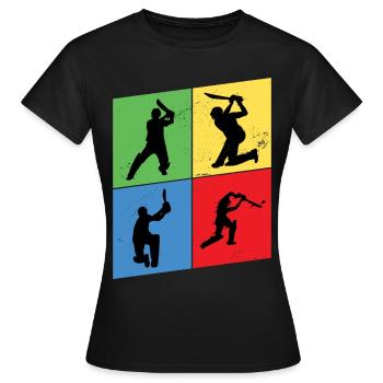 Cricket Cricketer Batsman Sport Vintage - Women's T-Shirt - black - Front - AI Model Female 172 dark (172cm)