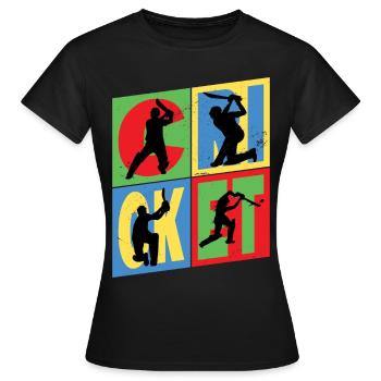 Cricket Cricketer Batsman Sport Vintage - Women's T-Shirt - black - Front - AI Model Female 172 dark (172cm)