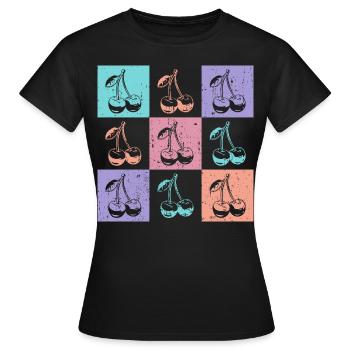 Cerises, couleurs vives de l’été - T-shirt Femme - noir - Devant - AI Model Female 172 dark (172cm)