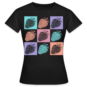 Fraises Couleurs vives de l’été - T-shirt Femme - noir - Devant - AI Model Female 172 dark (172cm)
