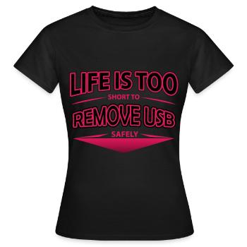Supprimer ordinateur USb Geek - T-shirt Femme - noir - Devant - AI Model Female 172 dark (172cm)