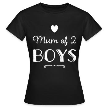 Mum of 2 boys - Women's T-Shirt - black - Front - AI Model Female 172 dark (172cm)