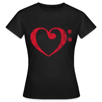 Bass clef heart - Women's T-Shirt - black - Front - AI Model Female 172 dark (172cm)