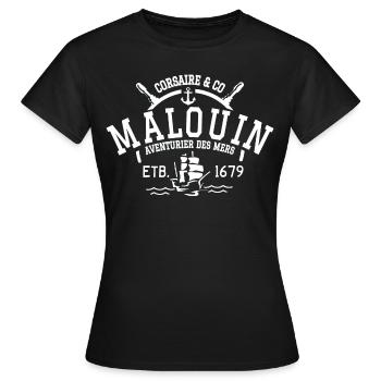 Corsaire et Malouin - T-shirt Femme - noir - Devant - AI Model Female 172 dark (172cm)