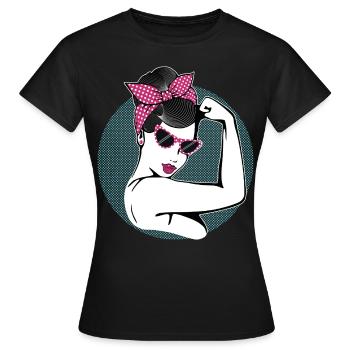 Rockabilly Fille - T-shirt Femme - noir - Devant - AI Model Female 172 dark (172cm)
