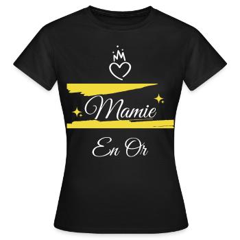 Mamie En Or Cadeau Tendre Pour Grand-Mère - T-shirt Femme - noir - Devant - AI Model Female 172 dark (172cm)
