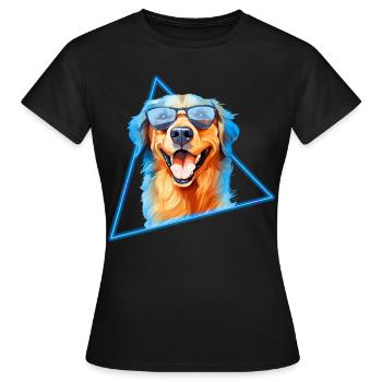 Golden Retriever With Sunglasses - Women's T-Shirt - black - Front - AI Model Female 172 dark (172cm)