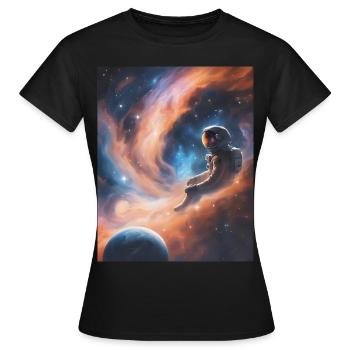 Un astronaute flotte dans l’espace - T-shirt Femme - noir - Devant - AI Model Female 172 dark (172cm)
