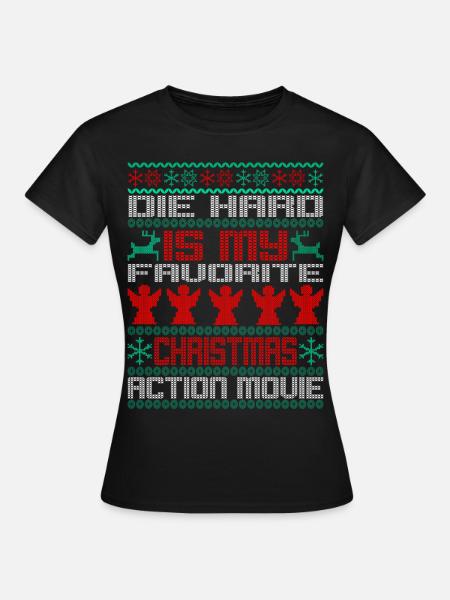 Ugly Christmas Die Hard is my favorite Xmax Movie - Frauen T-Shirt - Schwarz