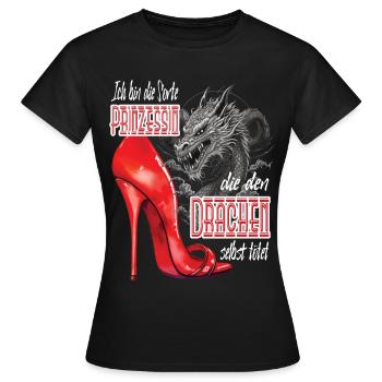 Frau - Prinzessen die den Drachen selber tötet - Frauen T-Shirt - Schwarz - Vorne - AI Model Female 172 dark (172cm)