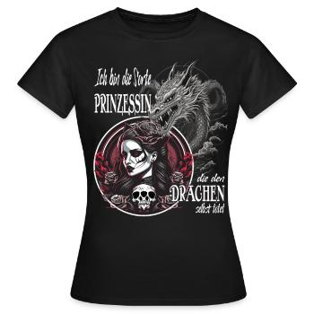 Frau - Prinzessen die den Drachen selber tötet - Frauen T-Shirt - Schwarz - Vorne - AI Model Female 172 dark (172cm)